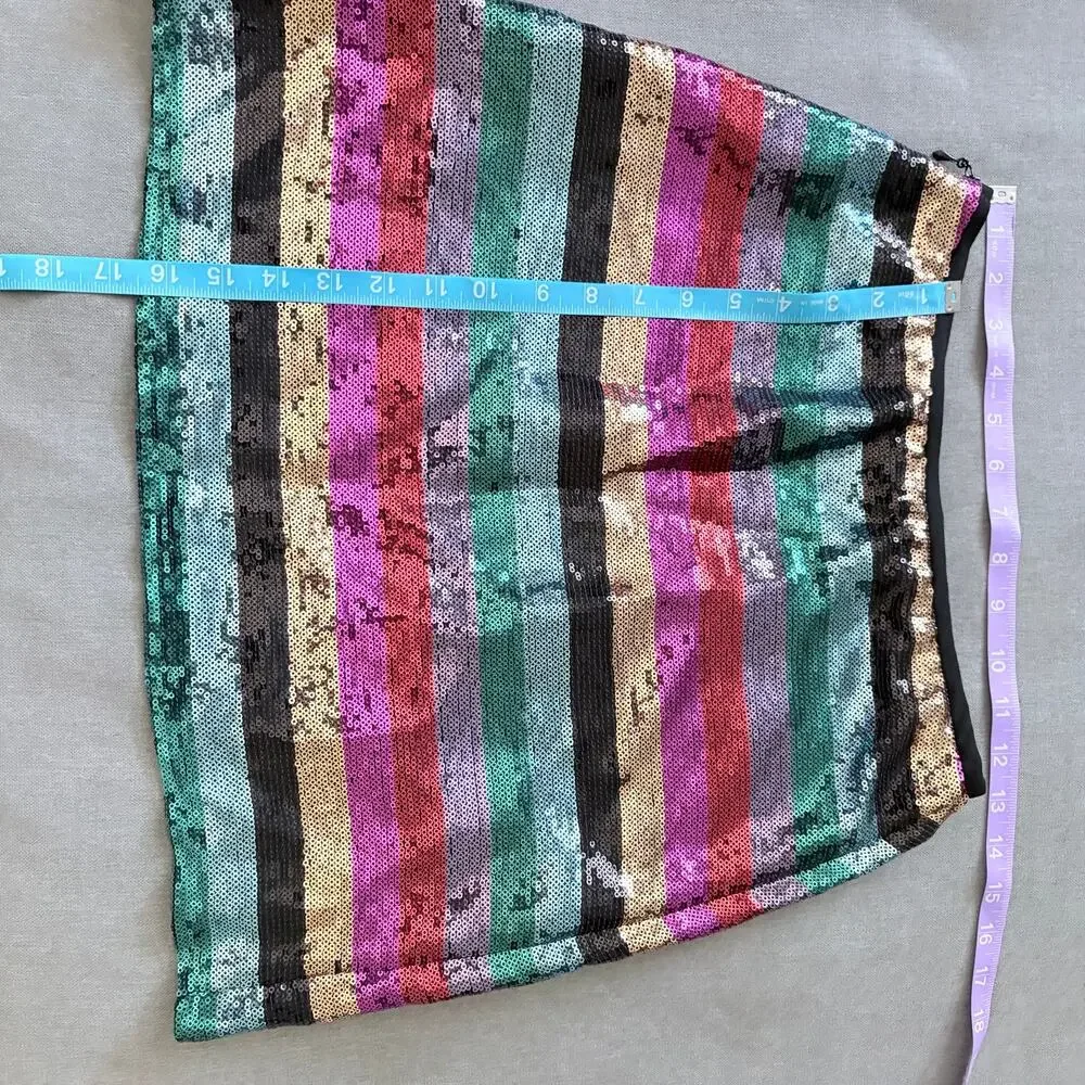 Show Me Your MuMu Striped Sequin Mini Skirt Small bling Y2K festival